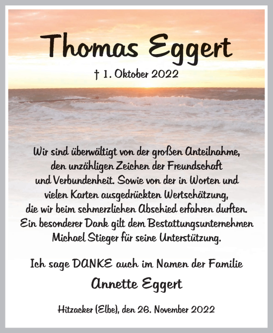 Anzeige von Thomas Eggert von LZ