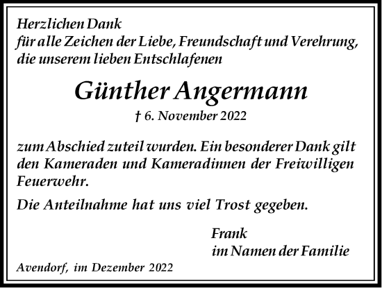 Anzeige von Günther Angermann von LZ