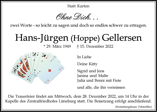Anzeige von Hans-Jürgen  Gellersen von LZ