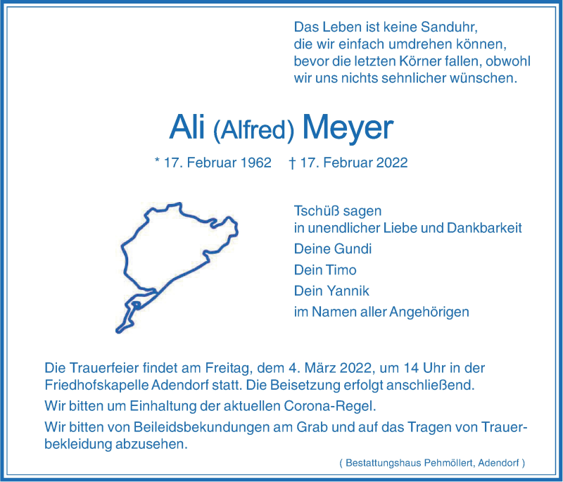  Traueranzeige für Alfred Meyer vom 26.02.2022 aus LZ
