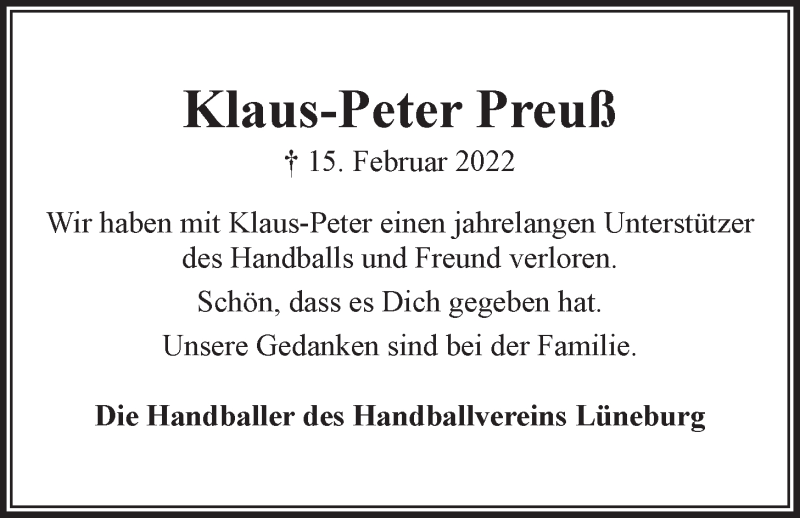  Traueranzeige für Klaus-Peter Preuß vom 26.02.2022 aus LZ