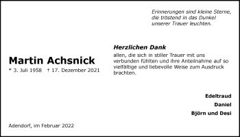 Anzeige von Martin Achsnick von LZ