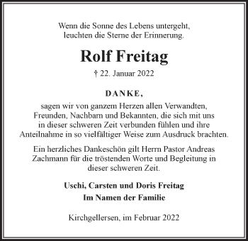Anzeige von Rolf Freitag von LZ