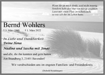 Anzeige von Bernd Wohlers von LZ