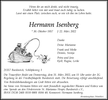 Anzeige von Hermann Isenberg von LZ