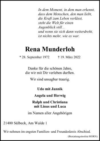 Anzeige von Rena Munderloh von LZ