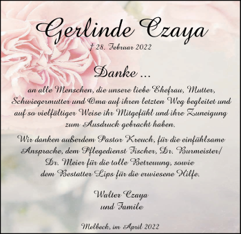 Anzeige von Gerlinde Czaya von LZ