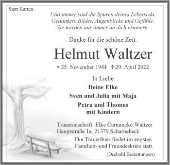 Anzeige von Helmut Waltzer von LZ