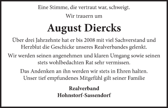 Anzeige von August Diercks von LZ