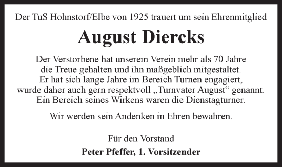 Anzeige von August Diercks von LZ