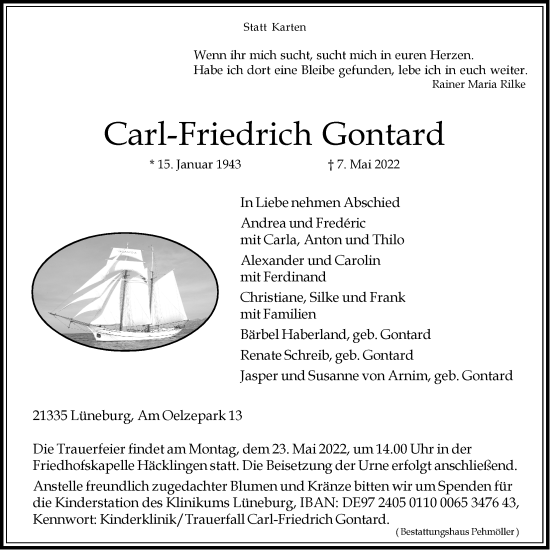Anzeige von Carl-Friedrich Gontard von LZ