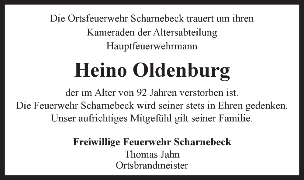 Traueranzeige für Heino Oldenburg vom 17.05.2022 aus LZ