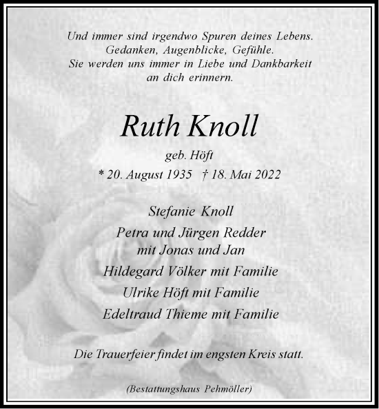 Anzeige von Ruth Knoll von LZ