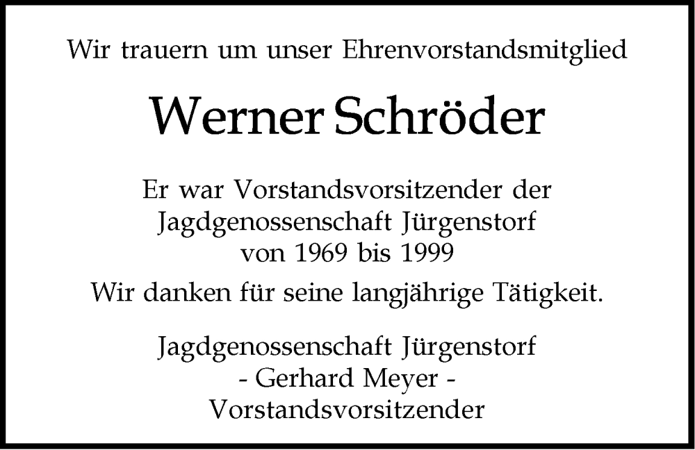  Traueranzeige für Werner Schröder vom 14.05.2022 aus LZ