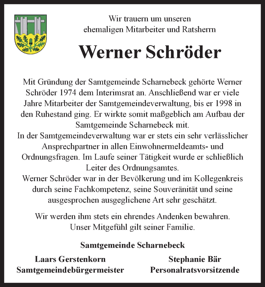  Traueranzeige für Werner Schröder vom 14.05.2022 aus LZ