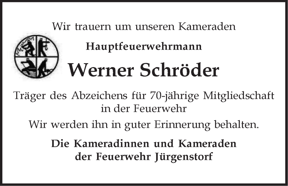  Traueranzeige für Werner Schröder vom 14.05.2022 aus LZ