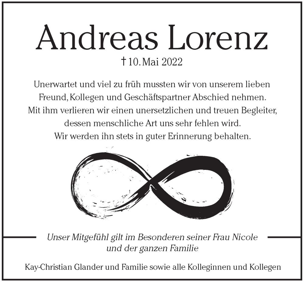  Traueranzeige für Andreas Lorenz vom 04.06.2022 aus LZ