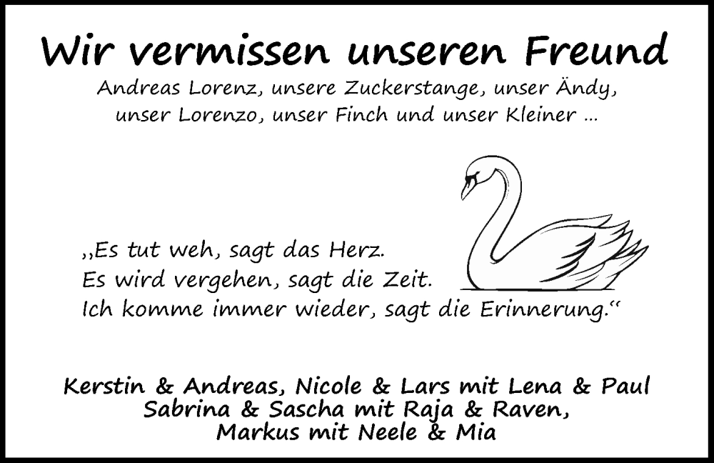  Traueranzeige für Andreas Lorenz vom 04.06.2022 aus LZ