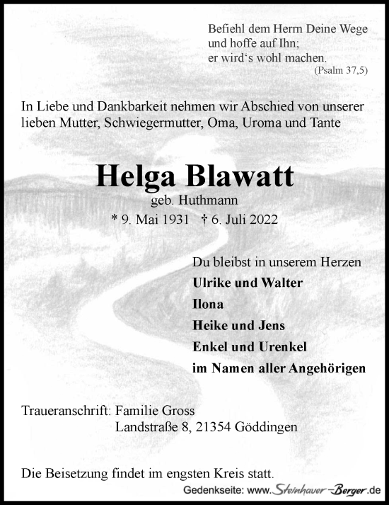 Anzeige von Helga Blawatt von LZ