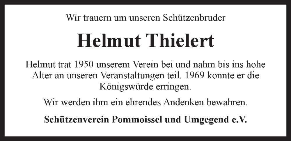  Traueranzeige für Helmut Thielert vom 30.07.2022 aus LZ