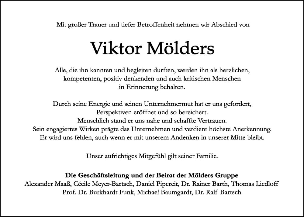 Traueranzeige für Viktor Mölders vom 23.07.2022 aus LZ
