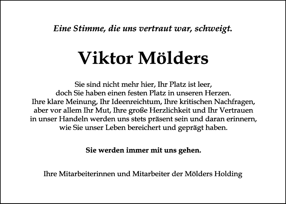  Traueranzeige für Viktor Mölders vom 23.07.2022 aus LZ
