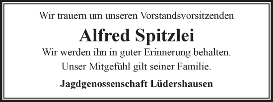 Anzeige von Alfred Spitzlei von LZ