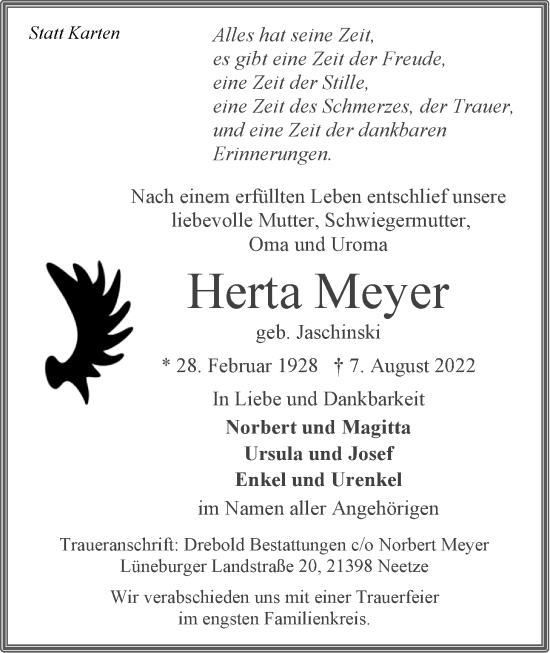 Anzeige von Herta Meyer von LZ