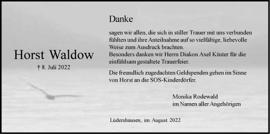 Anzeige von Horst Waldow von LZ