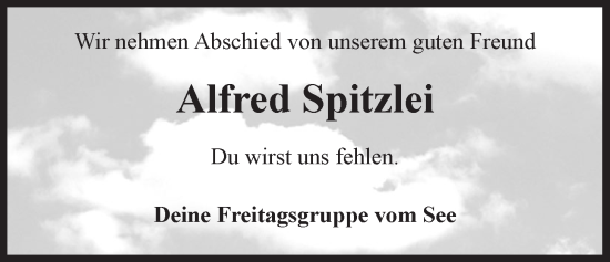 Anzeige von Alfred Spitzlei von LZ