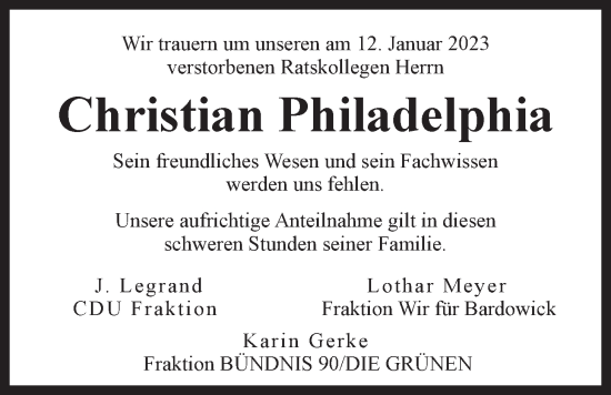 Anzeige von Christian Philadelphia von LZ