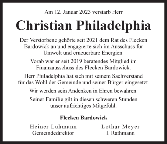 Anzeige von Christian Philadelphia von LZ