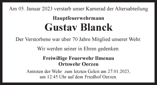 Anzeige von Gustav Blanck von LZ