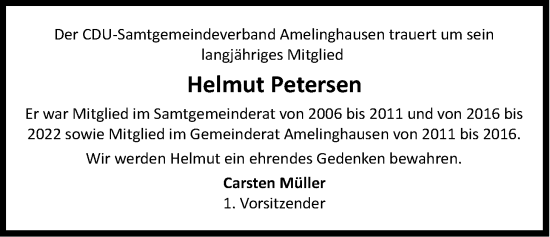 Anzeige von Helmut Petersen von LZ
