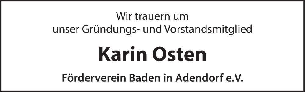  Traueranzeige für Karin Osten vom 21.01.2023 aus LZ