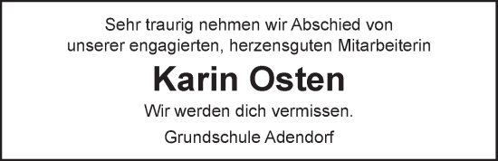 Anzeige von Karin Osten von LZ