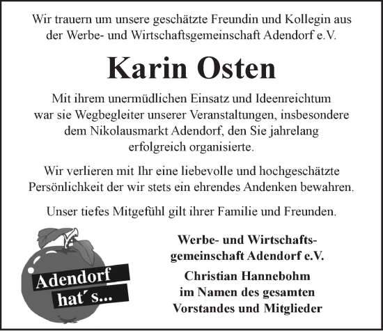 Anzeige von Karin Osten von LZ