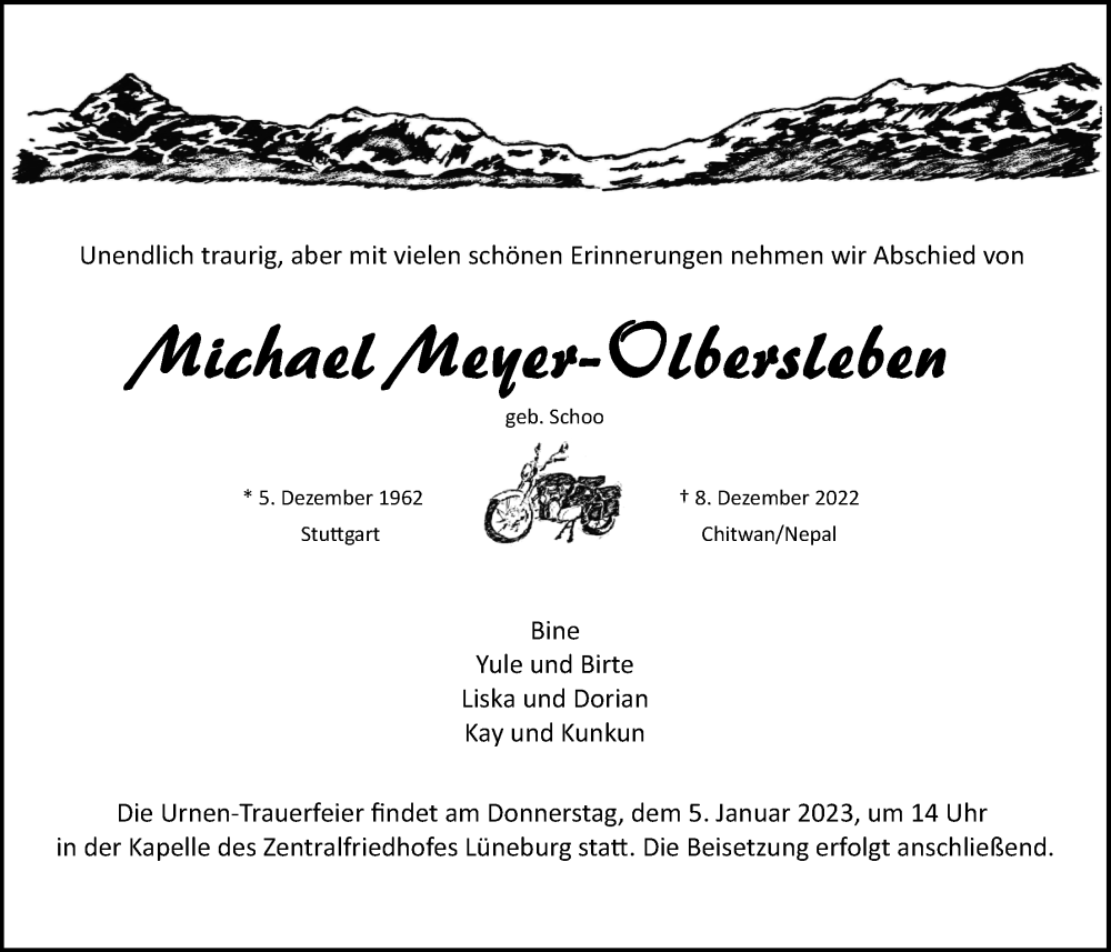  Traueranzeige für Michael Meyer-Olbersleben vom 31.12.2022 aus LZ