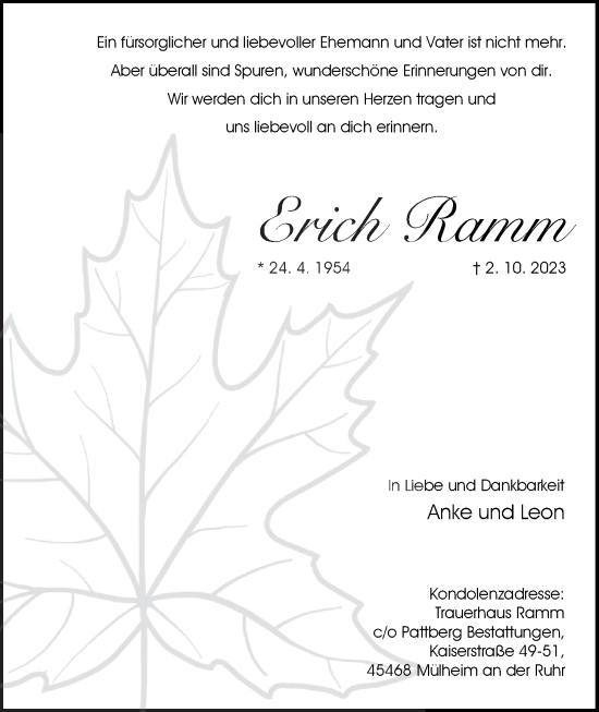 Anzeige von Erich Ramm von LZ