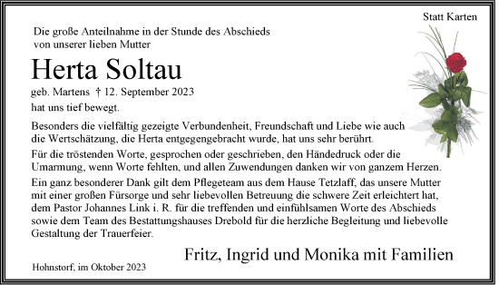 Anzeige von Herta Soltau von LZ