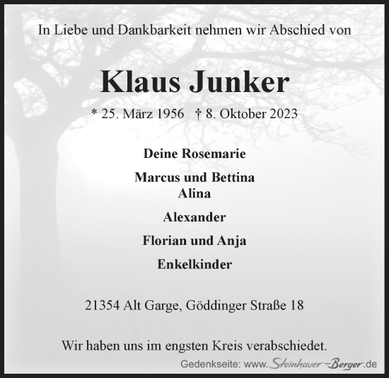 Anzeige von Klaus Junker von LZ