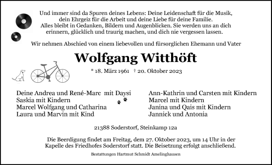 Anzeige von Wolfgang Witthöft von LZ