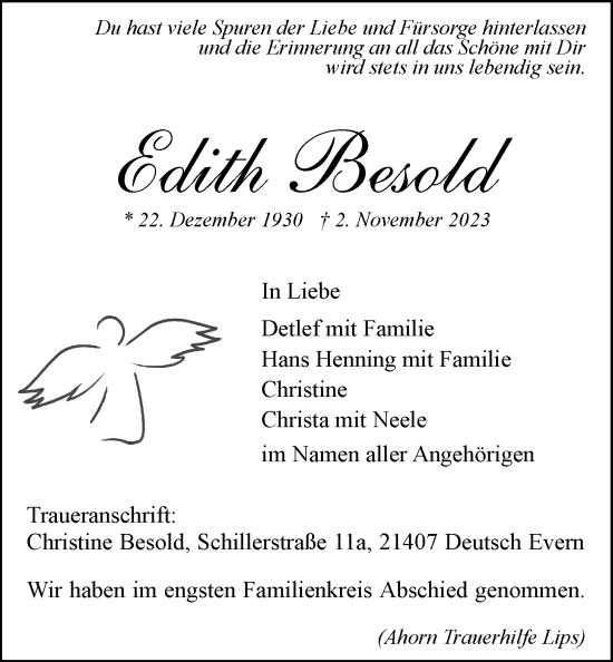Anzeige von Edith Besold von LZ