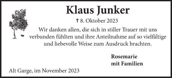Anzeige von Klaus Junker von LZ