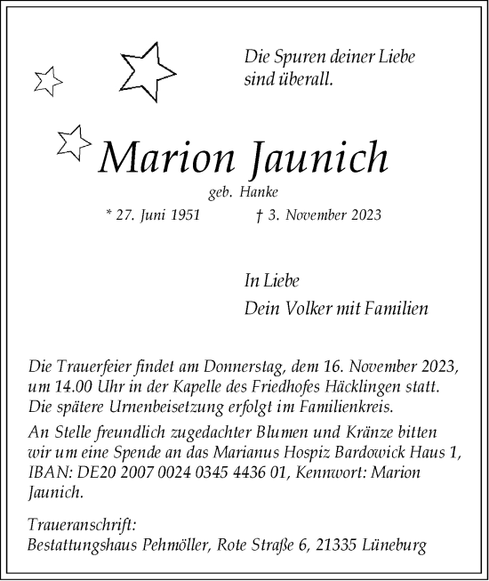 Anzeige von Marion Jaunich von LZ