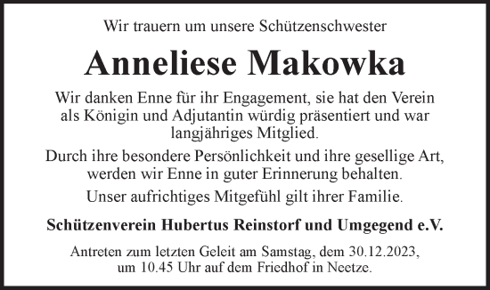 Anzeige von Anneliese Makowka von LZ