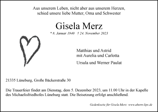Anzeige von Gisela Merz von LZ