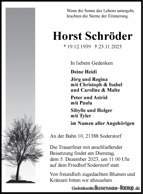 Anzeige von Horst Schröder von LZ