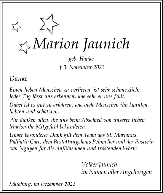 Anzeige von Marion Jaunich von LZ
