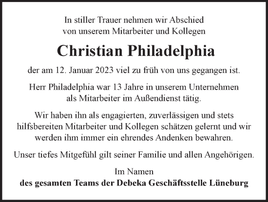 Anzeige von Christian Philadelphia von LZ